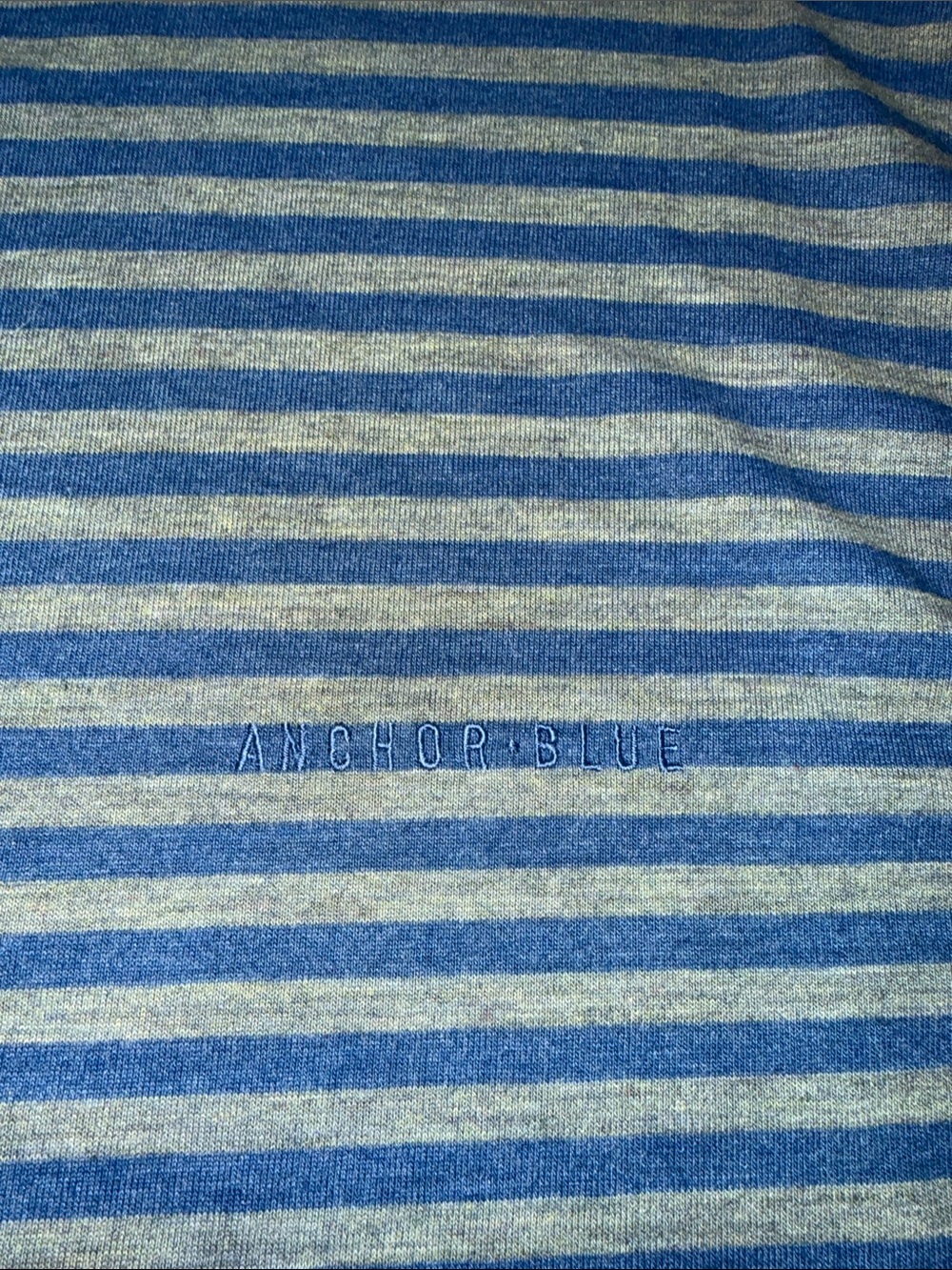 Anchor Blue Striped Crewneck Tee in Blue & Light Gray